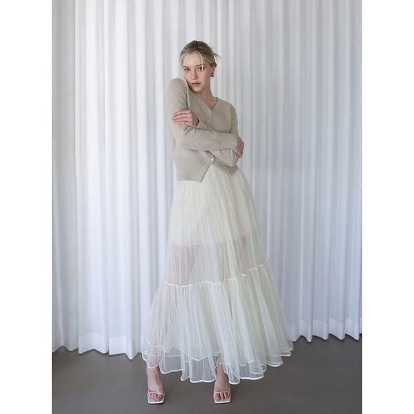 See-through double-layered skirt - IVORY