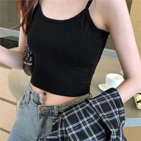 여성 크롭 끈 나시 여성 베이직 끈 나시 레이어드 데일리 Slim핏 여름