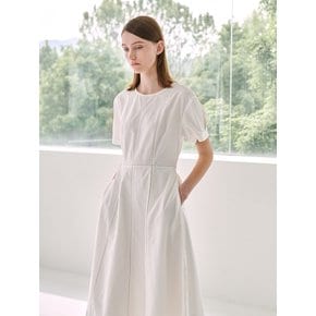 Stitch Flare Dress - White