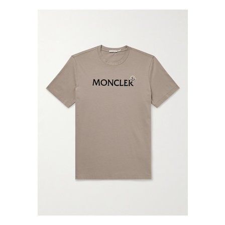 몽클레르 몽클레어 로고 플록 아플리케 코튼 저지 티셔츠 뉴트럴 1647597360494916