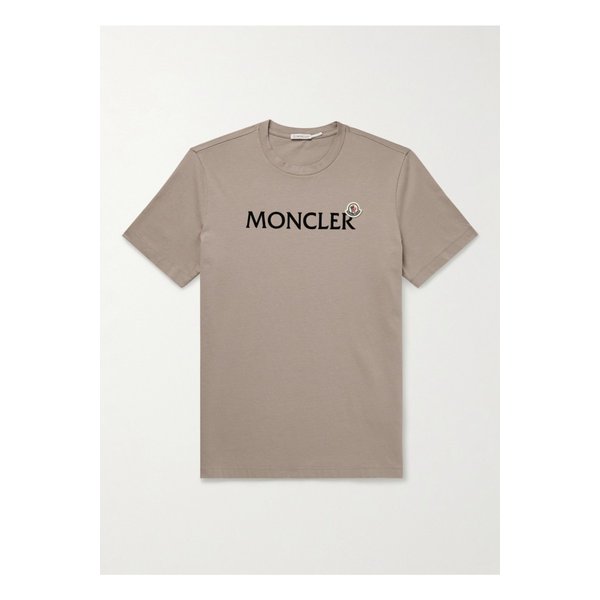 몽클레어 로고 플록 아플리케 코튼 저지 티셔츠 뉴트럴 1647597360494916