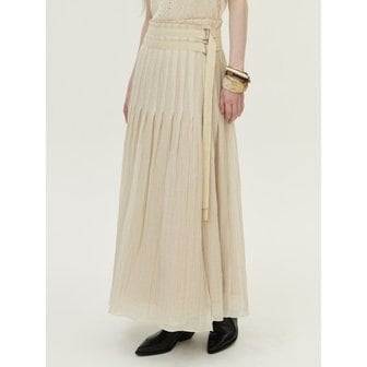 쿠메 Crinkled Tencel Wrap Skirt, Beige