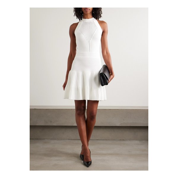 골지 포인텔 니트 미니 드레스 화이트 46376663162910921