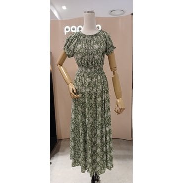 파프리카 루미앤플로  프린트 스모킹 반팔 원피스 SK2OP501J