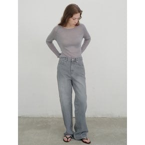 Boat neck sheer knit (blue gray)