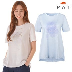 [PAT여성] 여성 실켓 프린트 티셔츠_1G45361