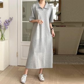 여성 여름 데일리 면 무지 카라 반팔 롱 원피스 캐주얼 OP0026S 빅사이즈 루즈핏