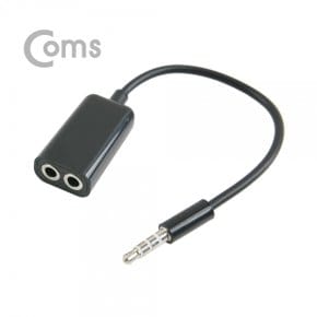 [BB646] Coms 스마트폰 이어폰 2분배기 케이블 20cm (ST 4극 M/ST Fx2, Y형/Black)