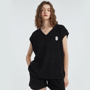 Towel V Neck Sleeveless Shirt Black