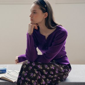 CUT OUT RIBBED CARDIGAN PURPLE