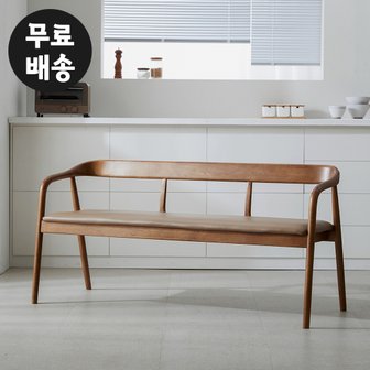 벤티스가구 로미 고무나무 원목 3인용 벤치 식탁 의자 체어 대기실 까페 카페(1500/브라운)