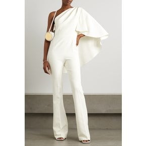 Zephyra One-shoulder Cape-effect Crepe Jumpsuit 아이보리