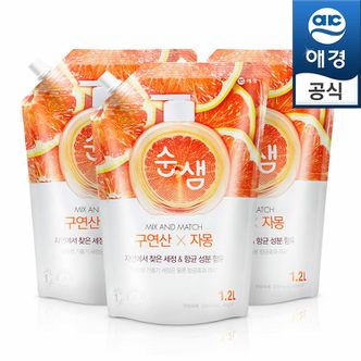애경 [무료배송] 주방세제 순샘 구연산 자몽 1.2Lx3개