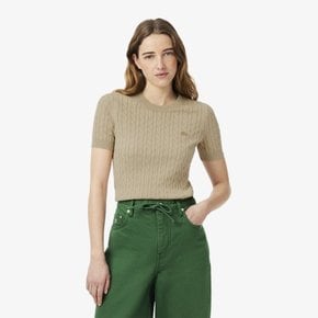 [시흥점] 여성 가먼트 다잉 케이블 반팔 스웨터 AF9277-55G (2컬러)