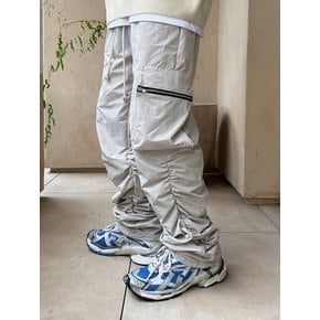 NYLON SHIRRING CARGO PANTS (CREAM)