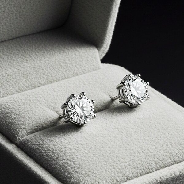 모이사나이트 귀걸이 랩 다이아 6프롱 8부