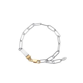 [Silver 925] two-toned square clip chain bracelet