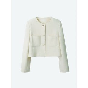 ribbonbit tweed jacket_ivory