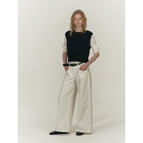 DIAGONAL LINE WIDE JEAN [WHITE]