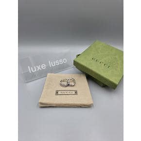 인터로킹 G 링 실버 블루 에나멜 반지 753640