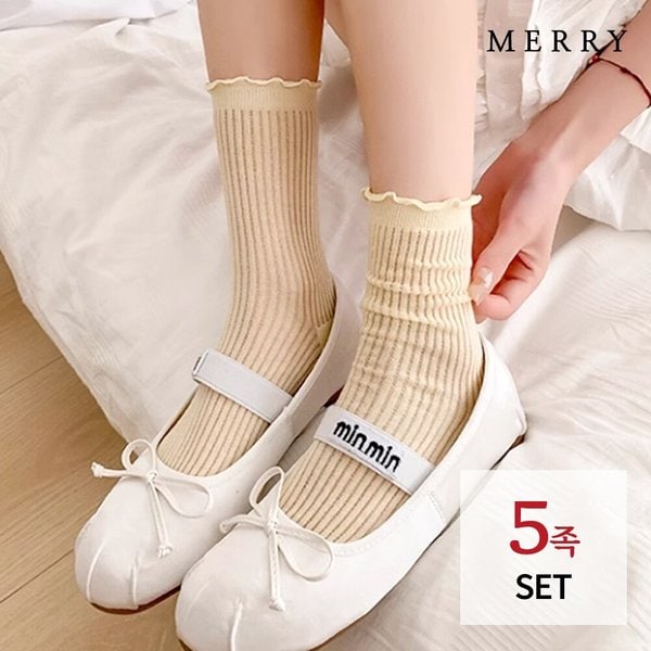 5족 세트 밍키 시스루 골지 프릴양말/여름 레이스 양말