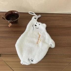/천유 귀여운 북극곰 고리형  핸드타올 타올 키친행주