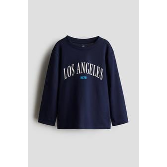 H&M 롱 슬리브 티셔츠 네이비 블루/Los Angeles 1078511030