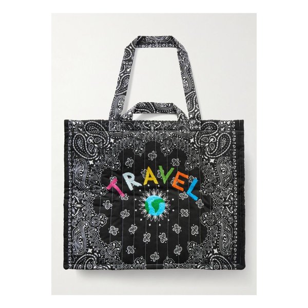 콜잇바이유어네임 카바스 맥시 자수 퀼팅 프린트 코튼 토트 백 블랙 46376663162856880