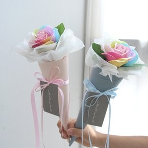 한송이 무지개 장미 비누꽃다발