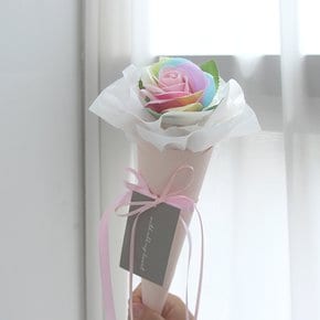 한송이 무지개 장미 비누꽃다발