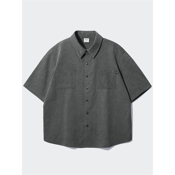 피그먼트 루즈핏 반팔 셔츠 진회색 SMSS4079