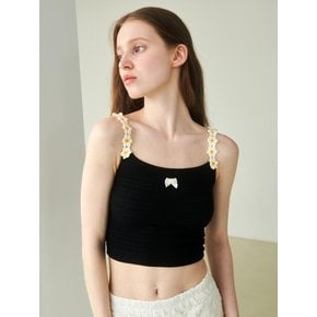 [WOMAN] DAISY SLEEVELESS TANK TOP RIBBON DECORATION BLACK