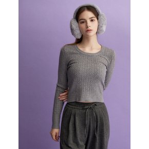 Simple Cable Knit Top (BLACK)