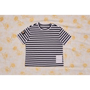 EARTH SMILE STRIPED T-SHIRT [BLACK/WHITE]