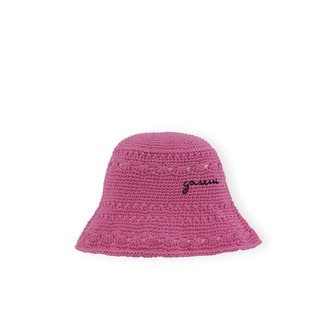 가니 COTTON CROCHET BUCKET HAT SOLID A4701 SHOCKING PINK