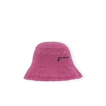 가니 COTTON CROCHET BUCKET HAT SOLID A4701 SHOCKING PINK