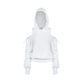 CUT OUT OFF SHOULDER ANGORA HOODIE_Ivory