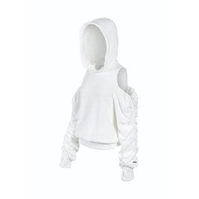 CUT OUT OFF SHOULDER ANGORA HOODIE_Ivory