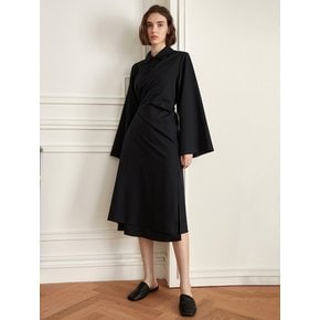 YY_Vintage wide slim waist dress