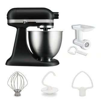  주방 에이드 KitchenAid 3.5QT 스탠드 믹서+후드 그라인더 특별 세트 매트 블랙