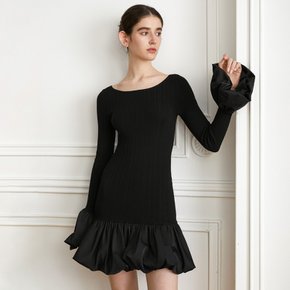 YY_Wide-curved neckline knitted dress