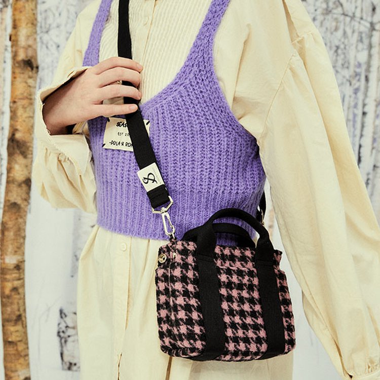 ★TOUT Y EST★ Stacey Daytrip Houndstooth Tote Mini Pink 0JS Stacey Daytrip Houndstooth Tote Mini Pink (0JSN3TT41002F
