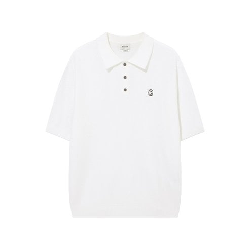 커버낫 C 로고 카라 하프 니트 화이트 CO2502KT31WH