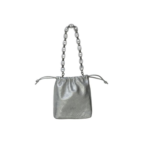MINI DUST LEATHER BAG_SILVER