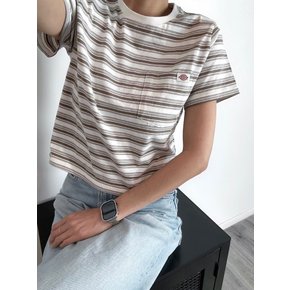 25 FW 여성 라지 스트라이프 크롭 포켓 반팔 티셔츠 FSR89ECR