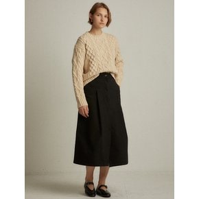 A-line slit denim skirt (black)