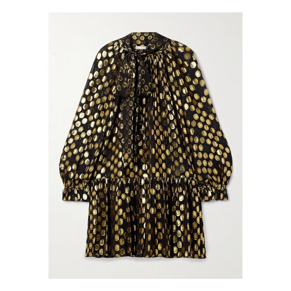 로레타 메탈릭 필 쿠페 크레이프 드 신 미니 드레스 46376663162915605