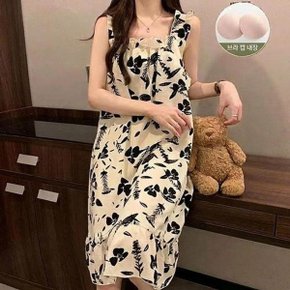 여성용 캡내장 나시 원피스 잠옷 실내복 홈웨어 (49072703)