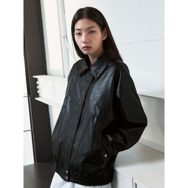 오버사이즈 스피릿 레더 자켓 [black]