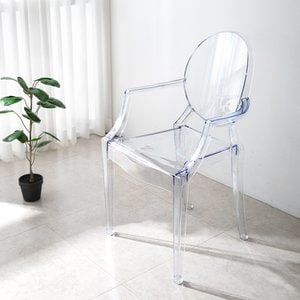 공간미가구 클리어 암체어 식탁 카페 인테리어 디자인 투명 의자